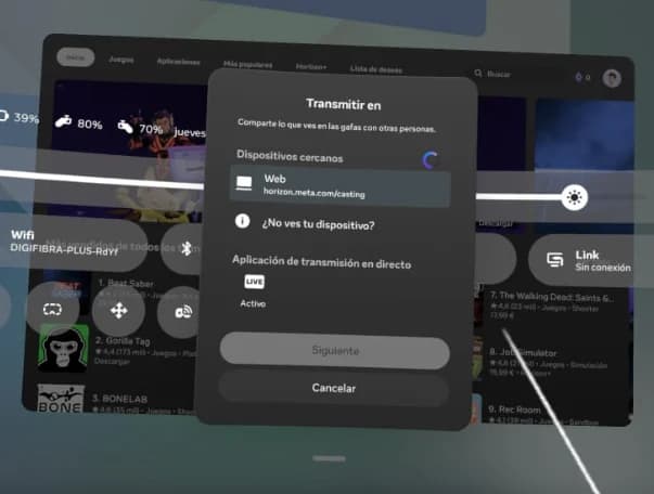 Cast to dialog showing nearby devices and web casting option