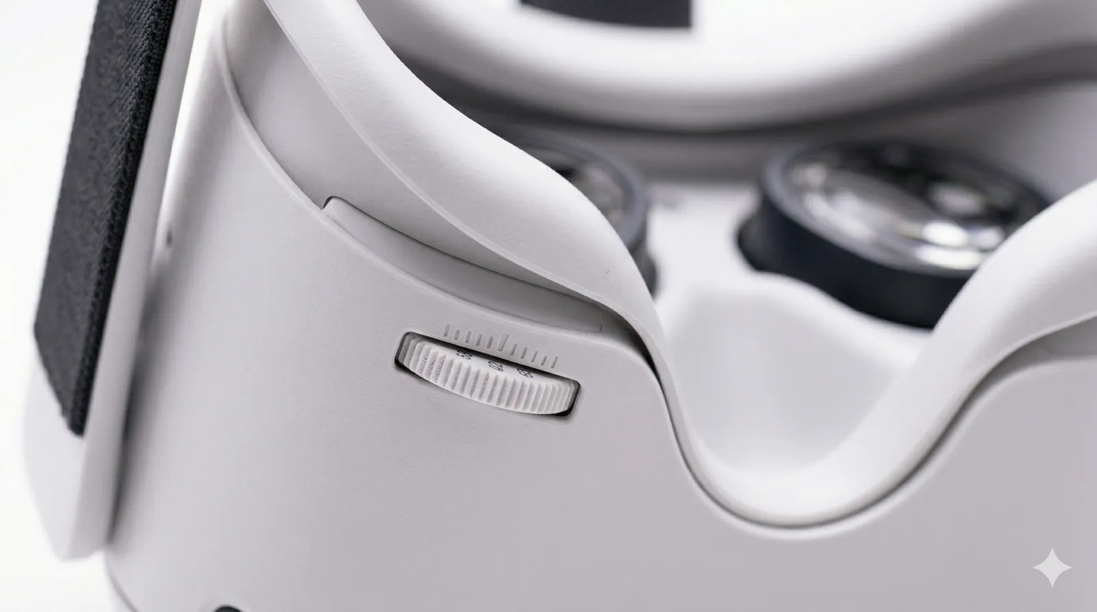 Close-up of IPD adjustment wheel on Meta Quest 3 — key fix for blurry or distorted image