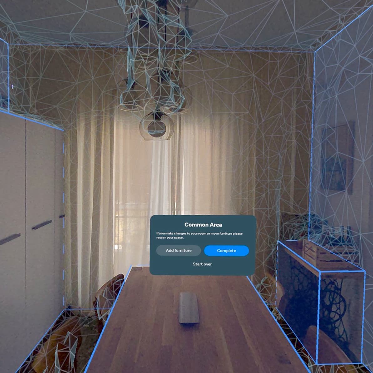 Meta Quest scanning the room to suggest boundaries automatically