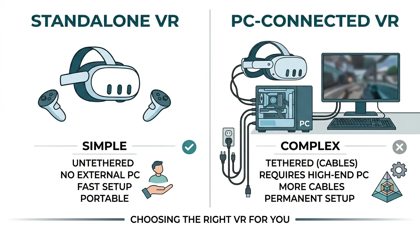 Comparison between standalone VR and PC-connected VR setups