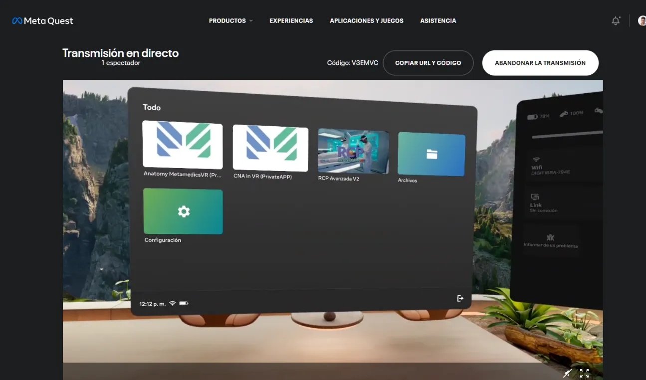 Headset view after configuration — assigned apps appear installed and ready
