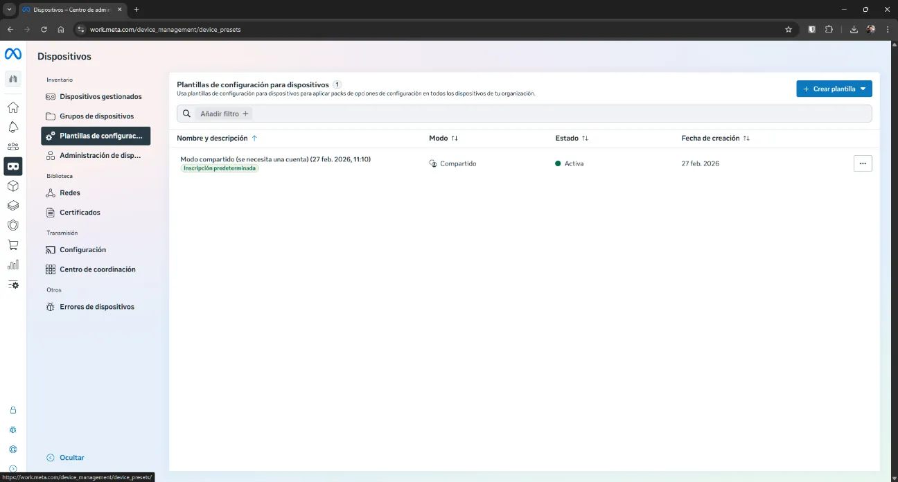 Device configuration templates in Meta Horizon Managed Services